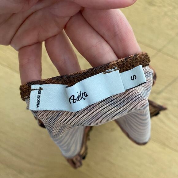 Adika Zebra Mesh and Lace Crop Top in Brown & Black - Picture 3 of 3